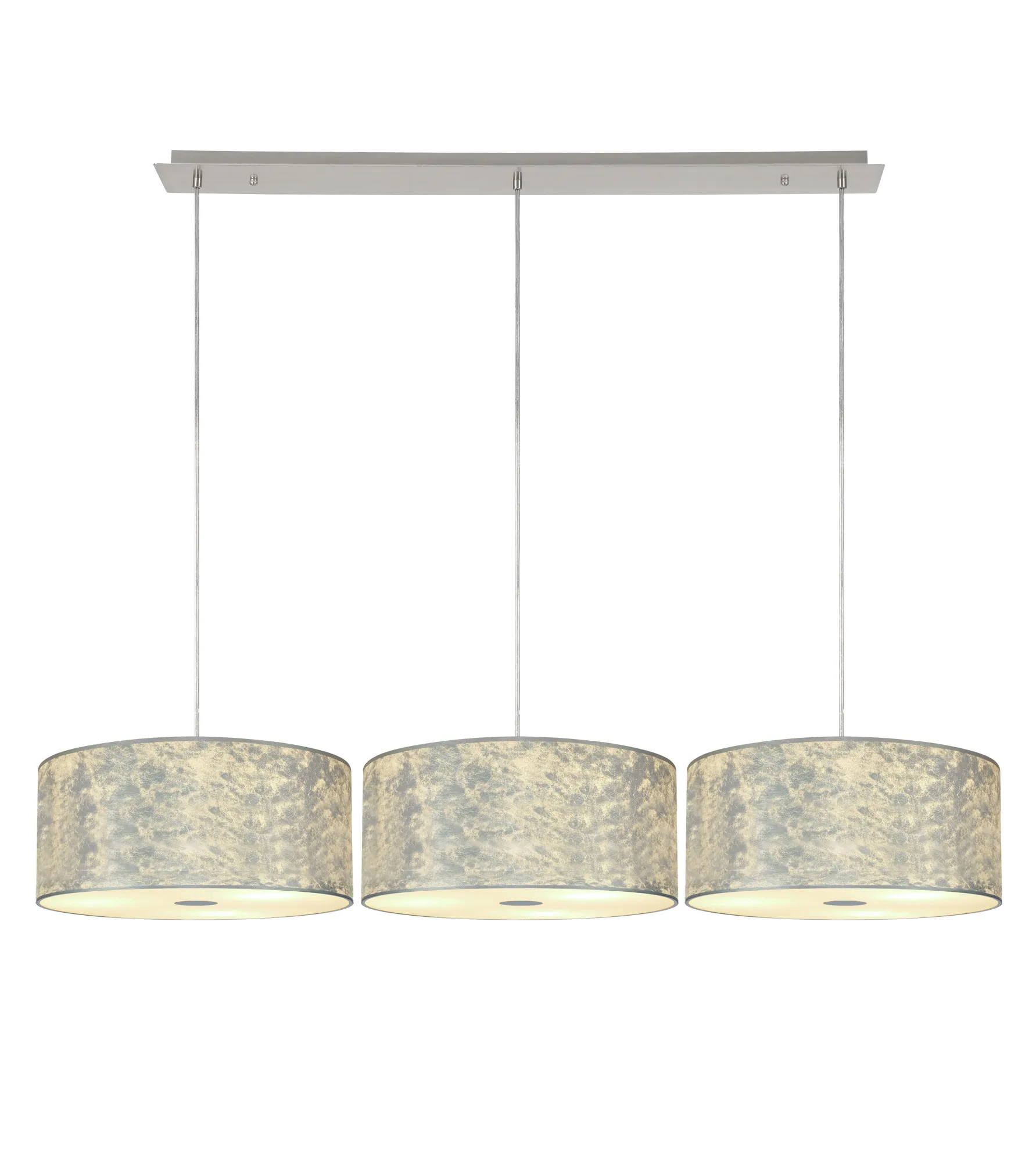 DK0804  Baymont 40cm Shade 2m 3 Light Pendant Polished Chrome, Silver Leaf, Frosted Diffuser